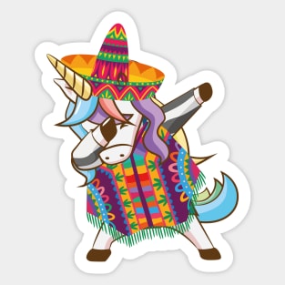 Mexican Dabbing Unicorn Cinco De Mayo Poncho Sombrero Sticker